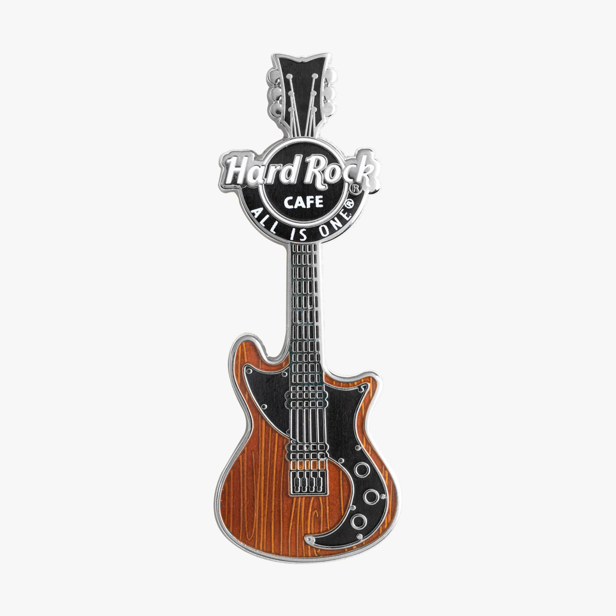 Brand Core Woodgrain Retro Guitar Pin image number 1